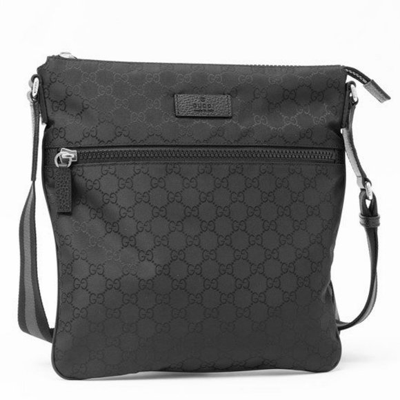 Gucci Black Nylon GG Guccissima Web Crossbody Bag